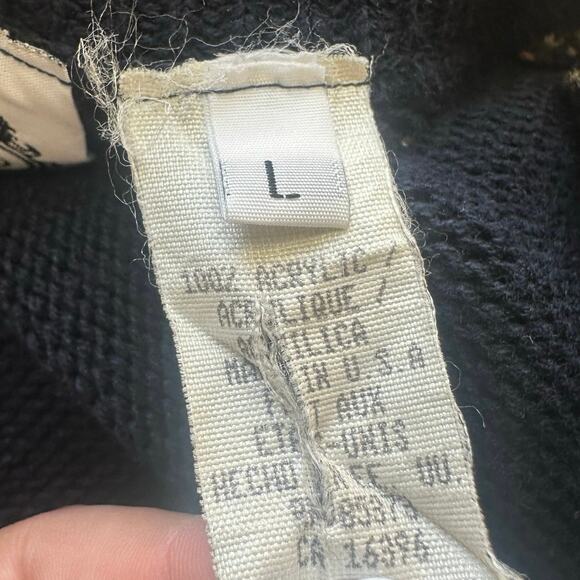 Vintage The Villager Navy Cardigan Sweater Fall Floral Knit Women’s Large - Picture 4 of 4